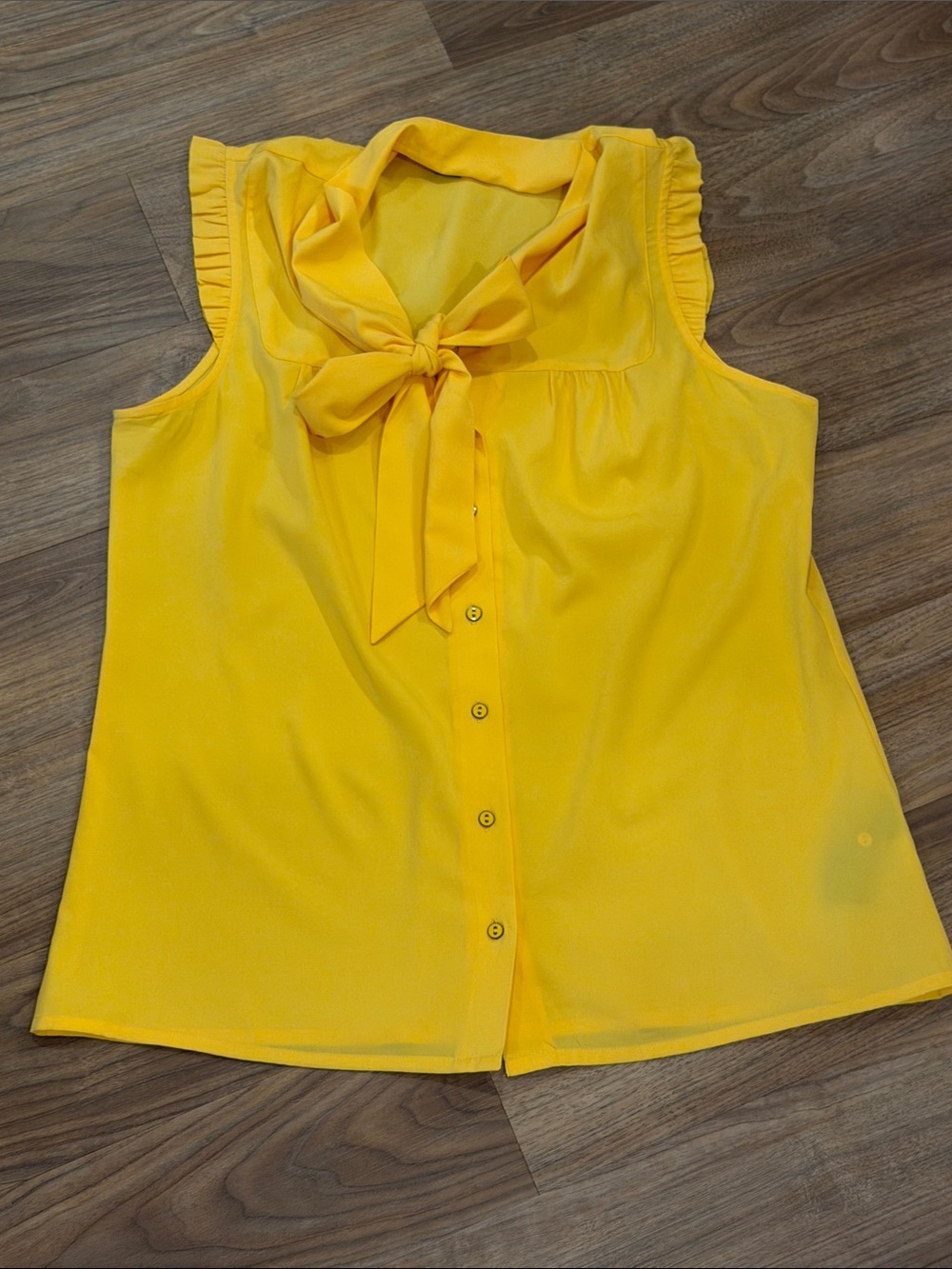 Tommy Hilfiger Yellow Tie-Neck Sleeveless Blouse - Classic Women's Top